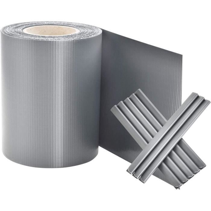 Brise-vue PVC Pour Clôture – Rouleau 35 M X 19 Cm, 450 G/m² – Gris Anthracite, Résistant UV + 30 Clips