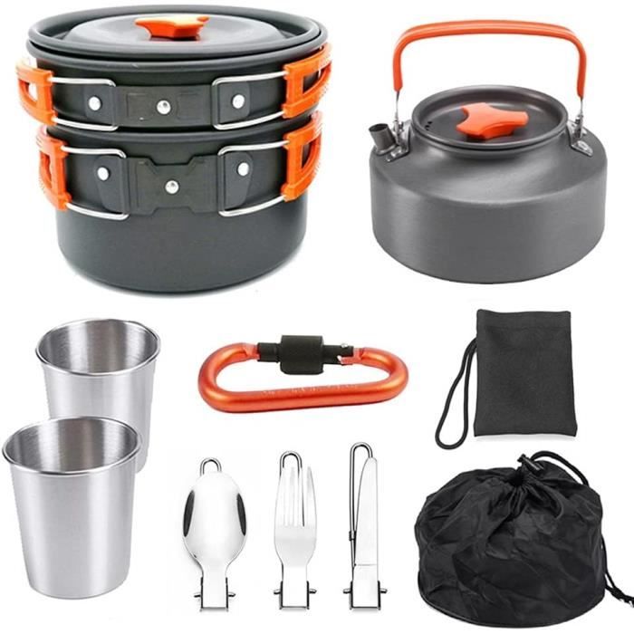 Set Casseroles Camping Inox MUSISALY - Poêle Et Marmite Pliables, Léger, Pour Randonnée Et Pique-nique