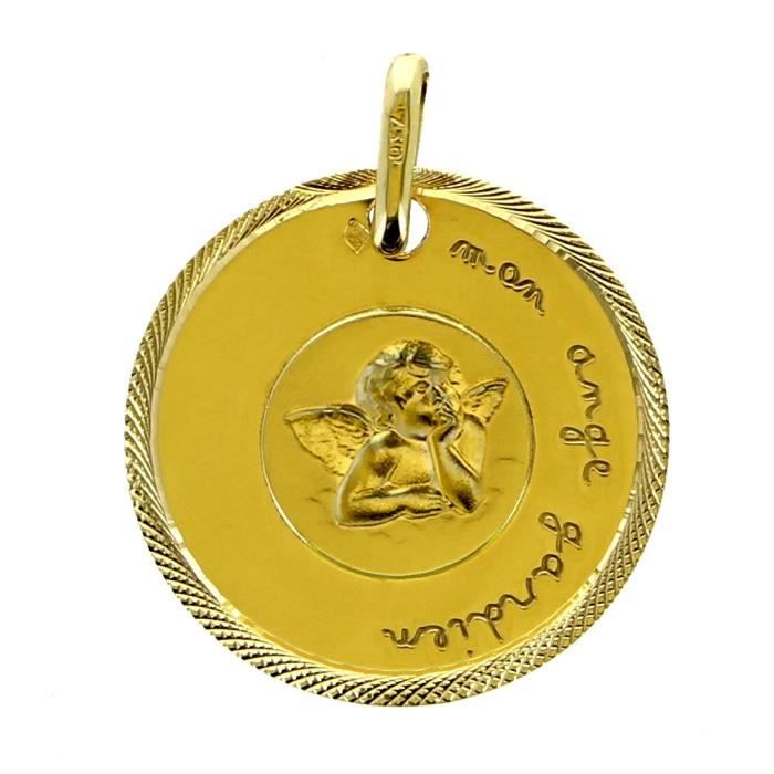 Pendentif en or jaune avec émeraude et diamant
