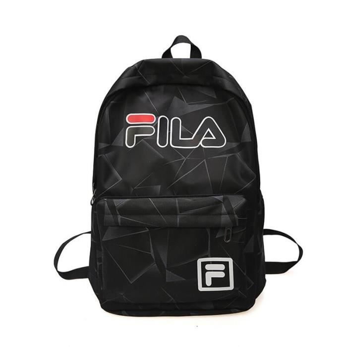 FILA SAC A DOS Cartable d ecole femmes homme Grande capacite Loisirs Voyage bandouliere Poche Noir Noir Cdiscount Bagagerie Maroquinerie