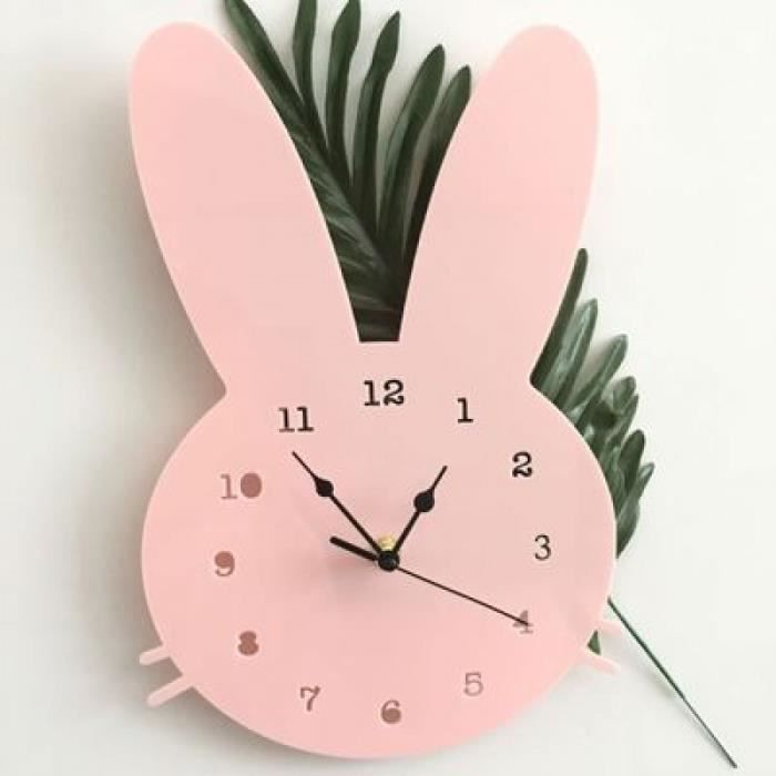 Horloge Murale Rose Nordique Bois Lapin Forme Decor Chambre Enfants Sexe Neutre Pepiniere Bebe Douche Cadeau Decoration Interieur Cdiscount Maison