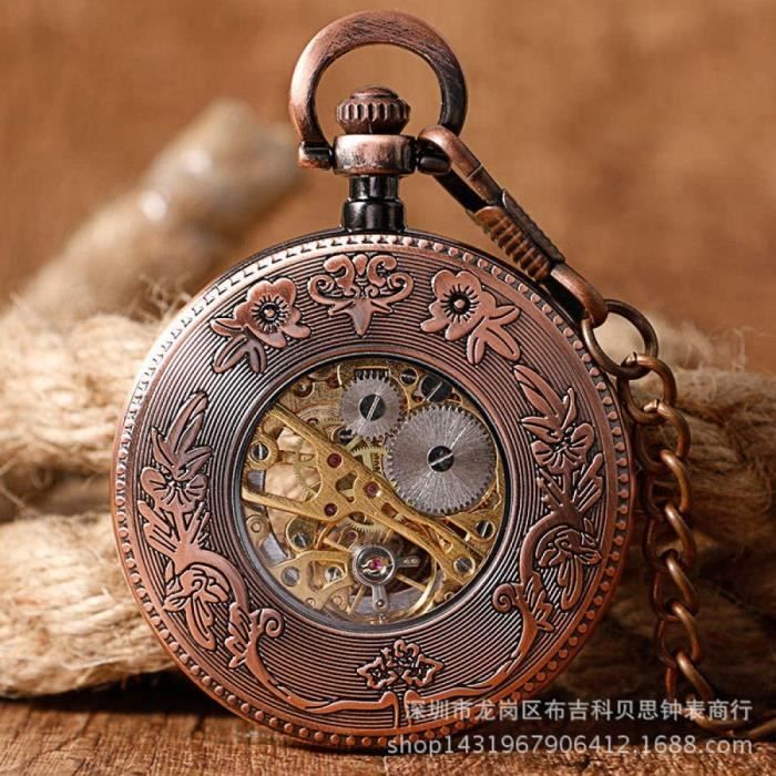 Montre De Poche Mécanique Vintage Avec Chaîne – Boîtier Or – Luxe – Neuf