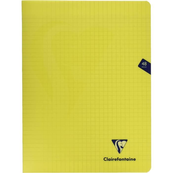 Lot De 10 Cahiers Grands Carreaux 24x32 Cm, 48 Pages, Couverture Polypro Couleurs Assorties + 1 Marque-page Chat En Bois