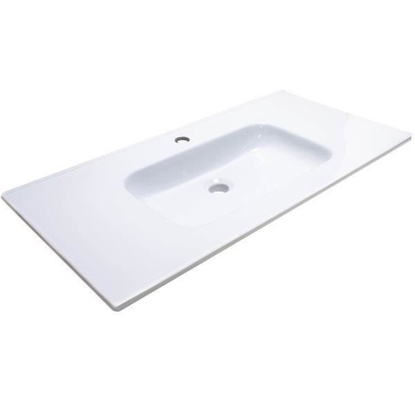 Lavabo Ceramique Simple Vasque Blanc A Poser 90 Cm 1 Bac Salle De