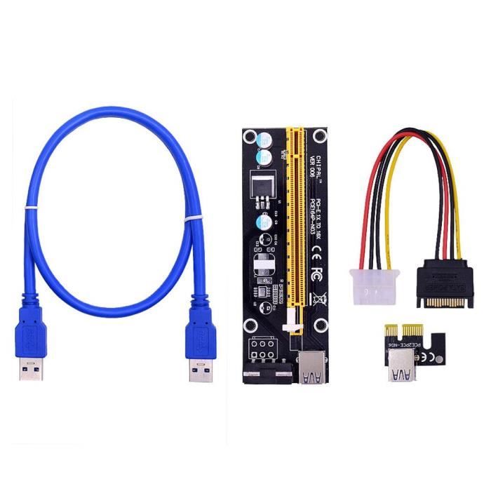 Cablecc Adaptateur d'extension PCI-E 1x vers 16x pour Machine minière