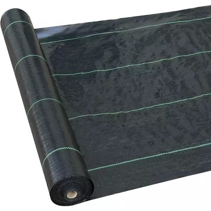 Toile De Paillage Géotextile 100m X 2m - Anti-mauvaises Herbes, Perméable, Polypropylène Noir (60 G/m²)