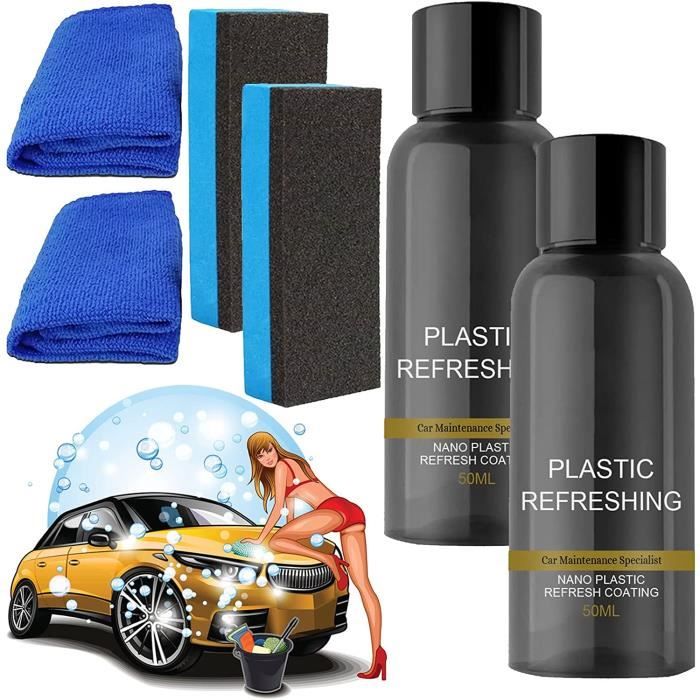 2Pcs Plastic Revitalizing Coating Agent,Plastic Parts Refurbish Agent for  Car,Automotive Interior Cleaning Agent,Nano Plastic Refreshing Coating for