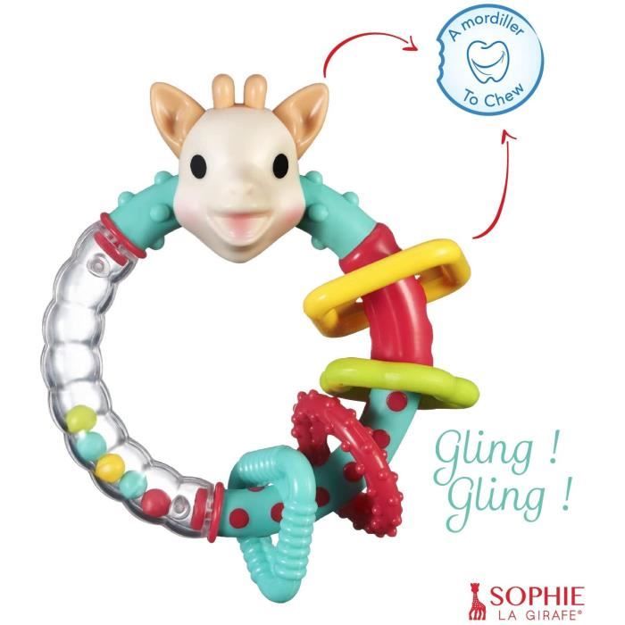 Hochet et anneau de dentition Sophie La Girafe - Matières souples et dures - Multicolore