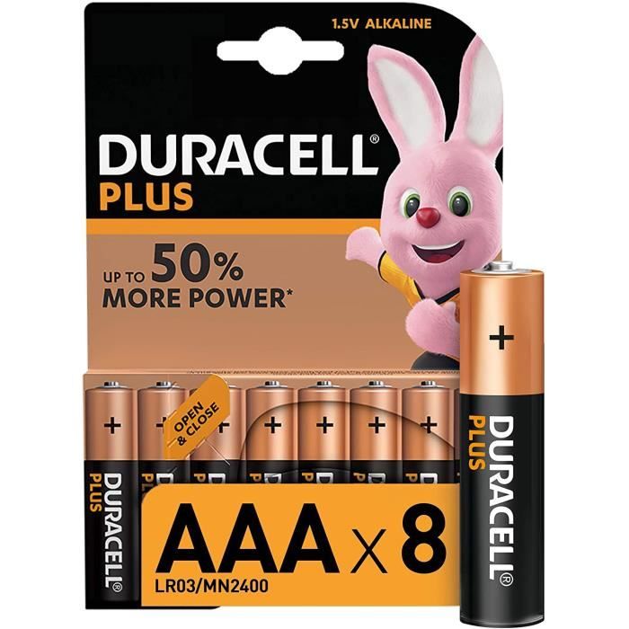 Piles alcaline Duracell Plus lot de 8 piles alcalines Type AAA 1 5 Volts LR03 MN2400 7369