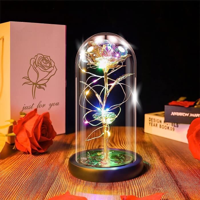 La Belle Et La Bête Rose, Lumières LED Rose Dans Un Dôme En Verre, Rose