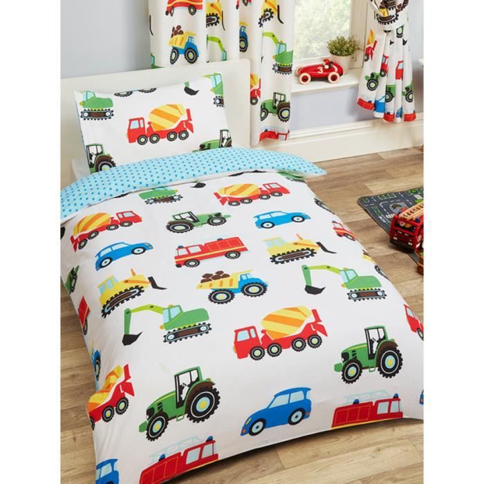 Bright camions Childrens Fun arracheuses Parure de lit ou correspondant à rideaux
