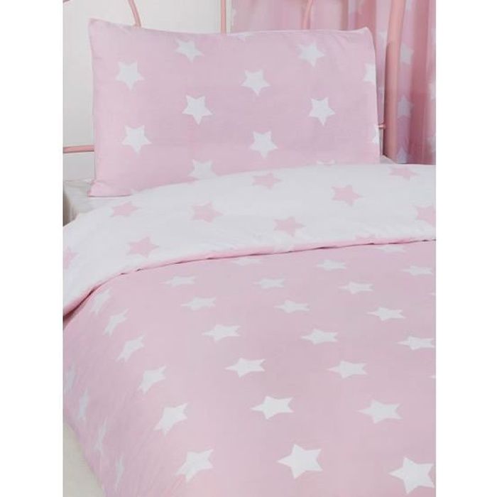 Rose et blanc étoiles housse de couette Junior et taie d'oreiller