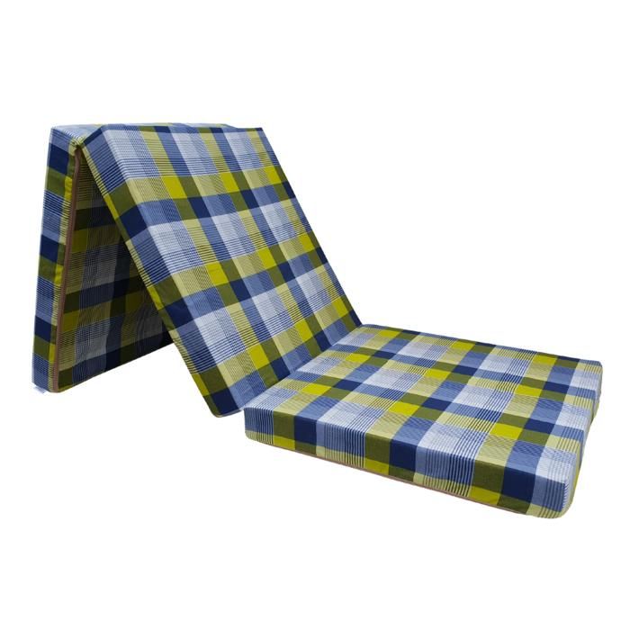 matelas futon pliable natalia spzoo - 195x65x10 cm - mousse polyurethane - housse 50% coton/50% polyester - grid