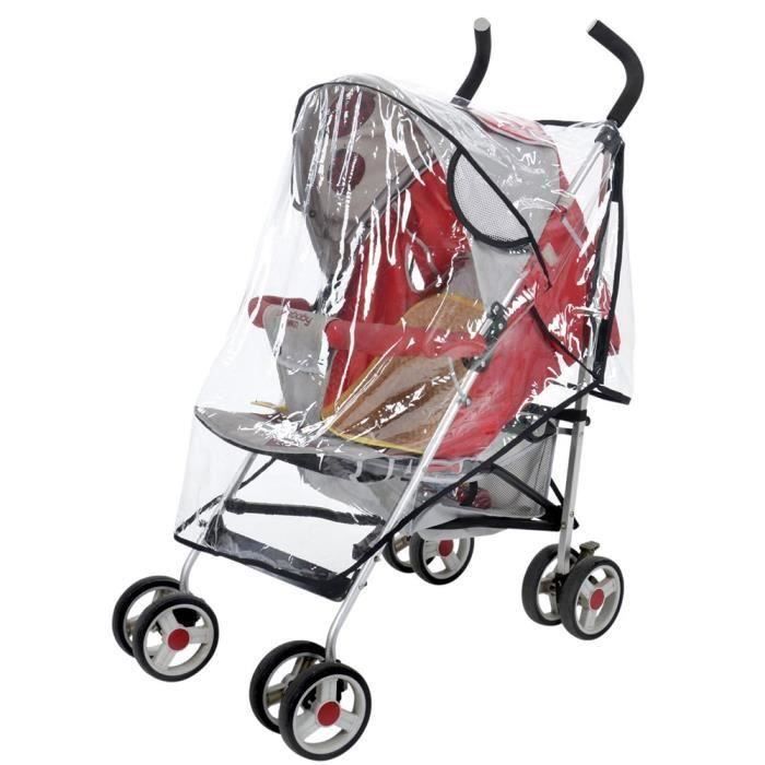 Housse De Pluie Universelle Pour Poussette - Protection Étanche EVA Transparente Avec Fermeture Éclair Et Maille Respirante