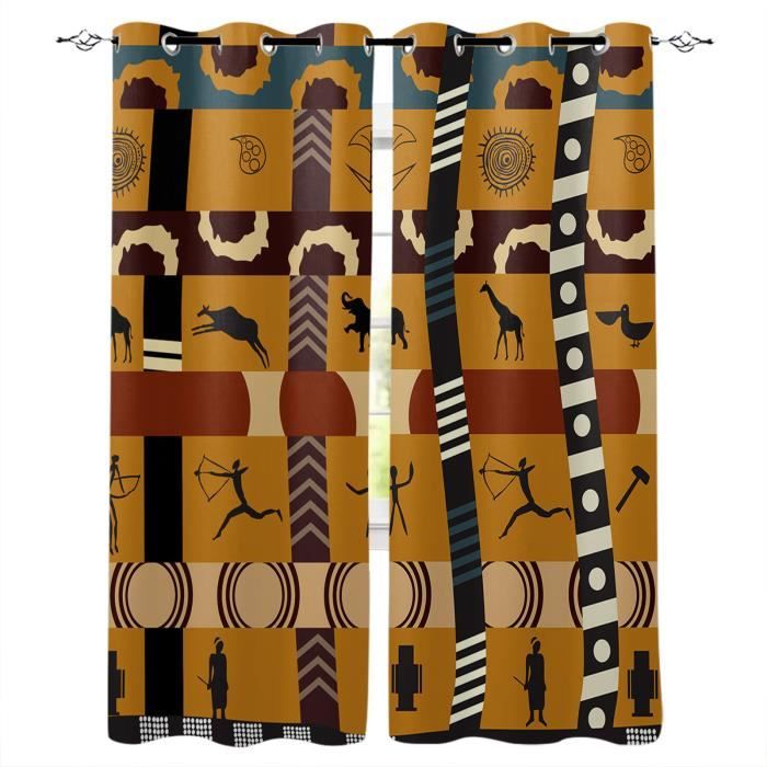 2 pièces - ensemble de rideaux de fenêtre à œillets imprimés arbre sec