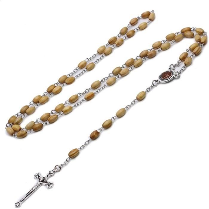 Chapelet Ancien Pierre Caramel - Croix Jésus/Vierge Plaqué Or - N°36ABC