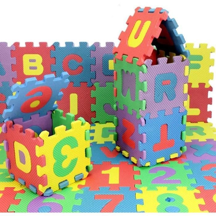 BTOSEP Play Tapis 0~9 36 pcs Mousse Puzzle Puzzle Play Tapis de Jeu pour Numéro d'enfants Alphabet Play Mat Puzzle Coloré Puzzle Play Tapis 12 * 12cm A ~ Z 