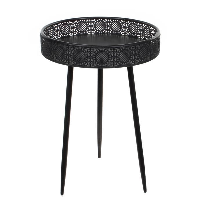 table d'appoint lagune mica - métal noir - h58 x ø40 cm - style vintage