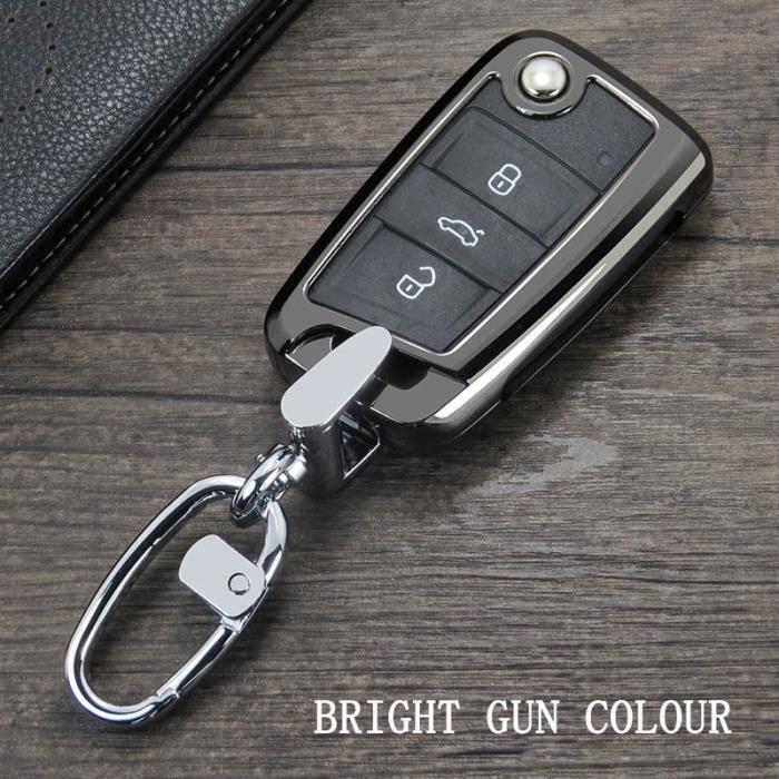Coque clé,Housse pour clé de voiture Volkswagen, en alliage de Zinc porte  coque, porte clés, pour Golf 7 G TI R MK7 Tiguan - Type 8
