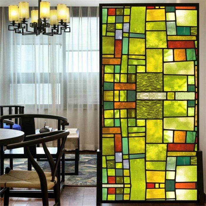 Film pour vitre,Film décoratif pour fenêtre, vitrail en brique de