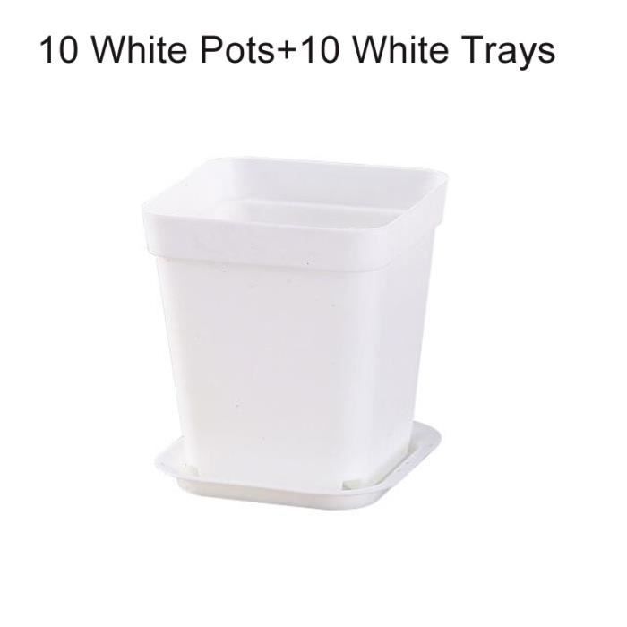3 Plateaux Rectangulaires Pour Pots De Fleurs - Plastique Beige, 34x14x3cm, Antidérapants, Résistants UV