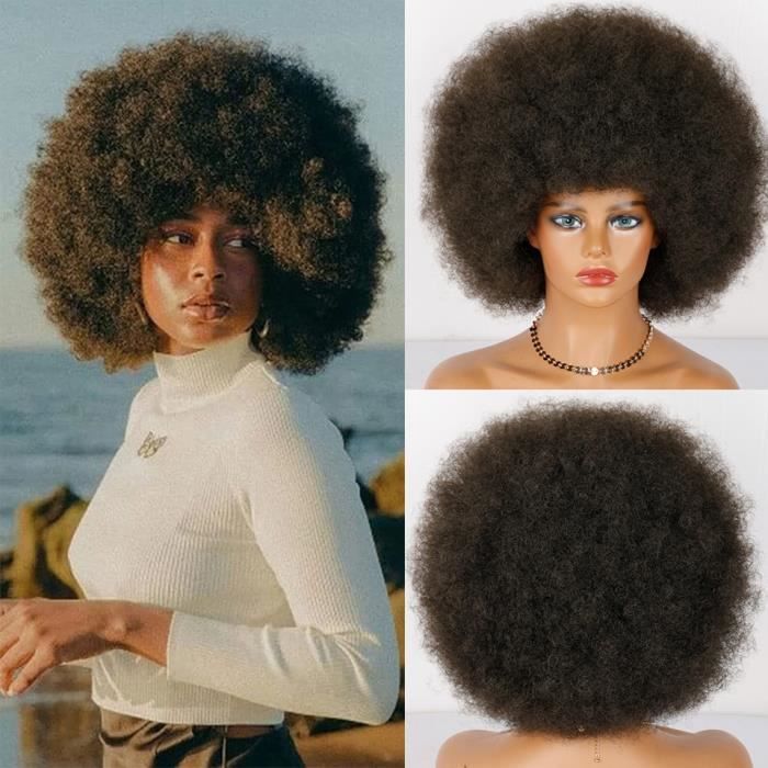 1B 27HL Perruque Synth tique Afro Courte Noire Naturelle Pour Femmes Perruque Afro am ricaine En Fiber R s