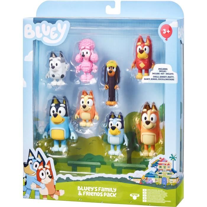 Figurines BLUEY Coffret 8 personnages Figurines articulées Univers de la série Mixte