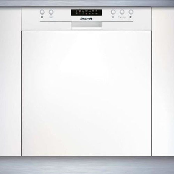 Lave-vaisselle intégrable BRANDT BDB424LW - Moteur à induction - 9,5L/cycle - 44 dB - Blanc