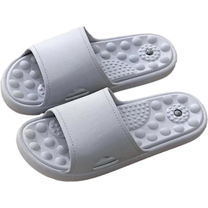 Pantoufles Massage Acupression Antidérapantes Pour Douche Et Baignoire - Soulagement Pieds EU 44/45 Noir