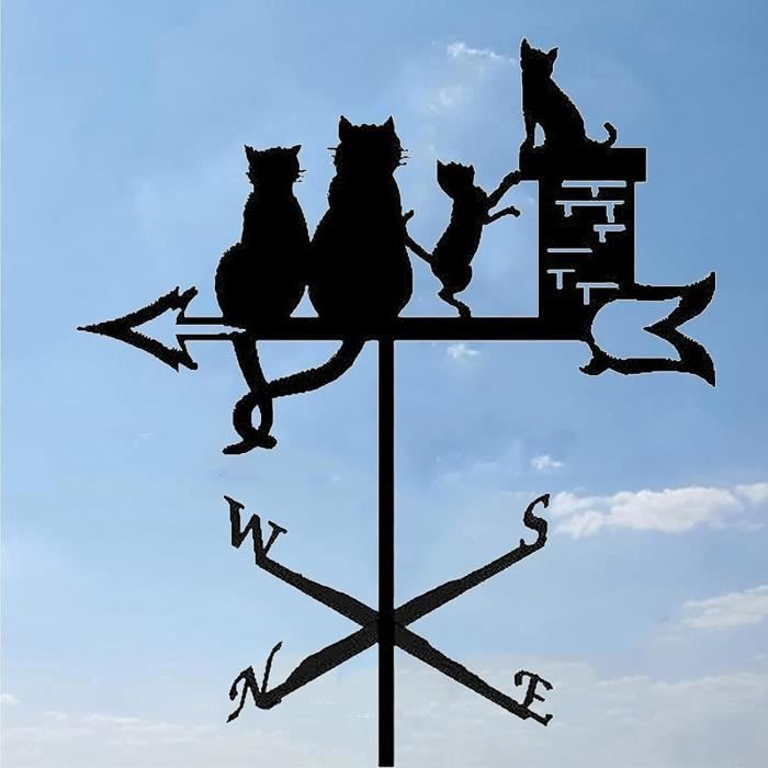 Tigrezy -Girouette Décorative Girouette Noir Jardin Montage Cour