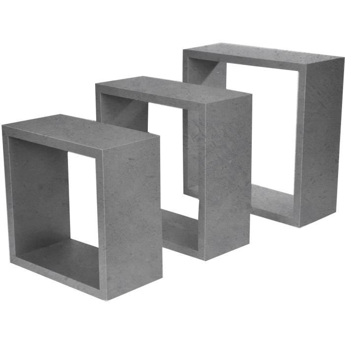 Lot De 3 Etageres Murales Cubes Gigognes Mdf 23 26 5 30 Cm