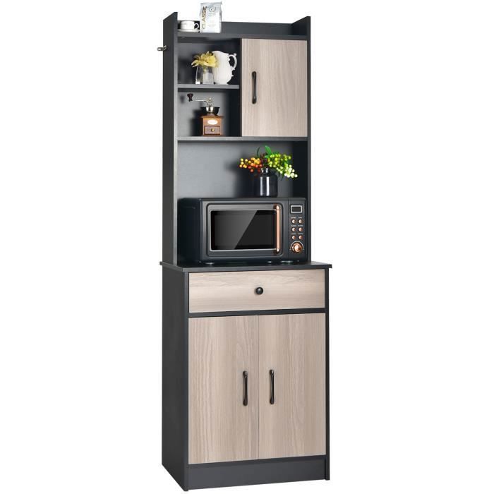 COSTWAY Buffet de Cuisine Meuble Cuisine Rangement avec 3 Portes et 1 Niche de Rangement Passe-Câble 60 x 40 x 180 CM Noir COSTWAY Buffet de Cuisine Meuble Cuisine Rangement avec 3 Portes et 1 Niche de Rangement Passe-Câble 60 x 40 x 180 CM Noir