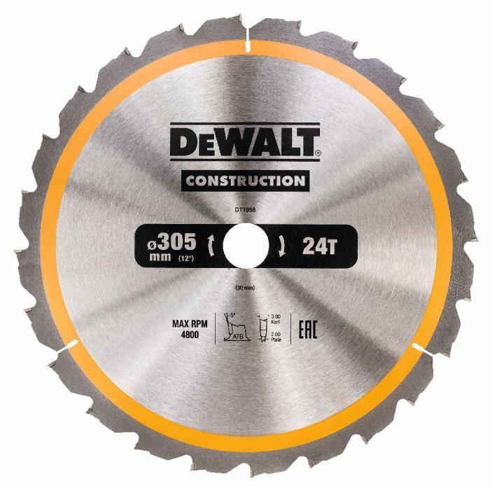 DeWALT Lame de scie circulaire, stationnaire, 305-30 mm, 24 dents - DT1958-QZ