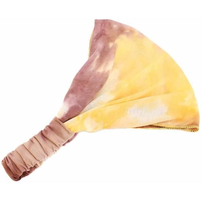 GiLi Lot De 2 Bandeaux Larges Pour Femme - Style Bohème Africain - Nœuds Antidérapants - Pour Yoga, Course à Pied, Sport, Entraînement, Gym - Tissu élastique Et Doux En Coton - Pour Filles (marron