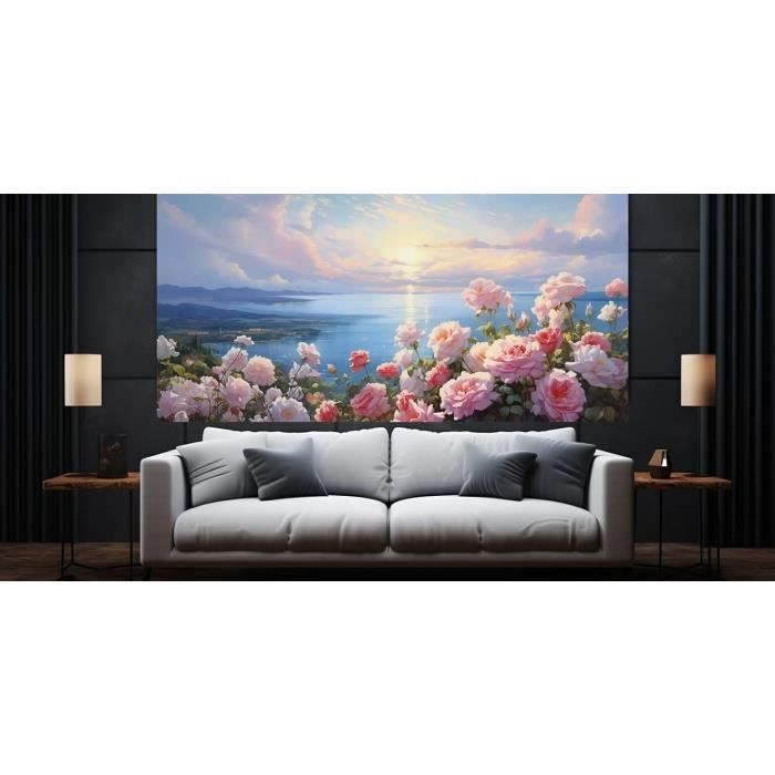 Kit Diamond Painting Paysage 5D 100x50 Cm - Peinture Avec Strass Ronds DIY Pour Adultes, Déco Murale