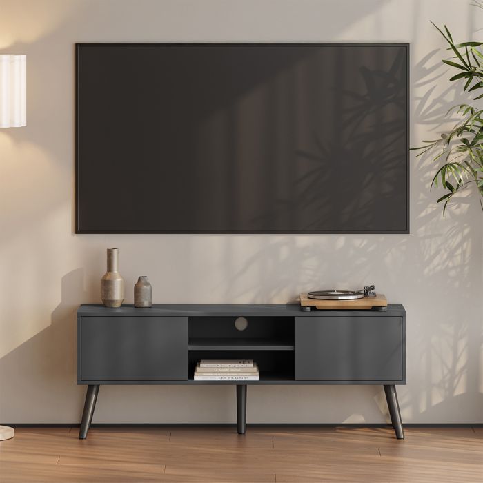 Meuble TV Eskilstuna 120 x 30 x 47 cm gris foncé noir