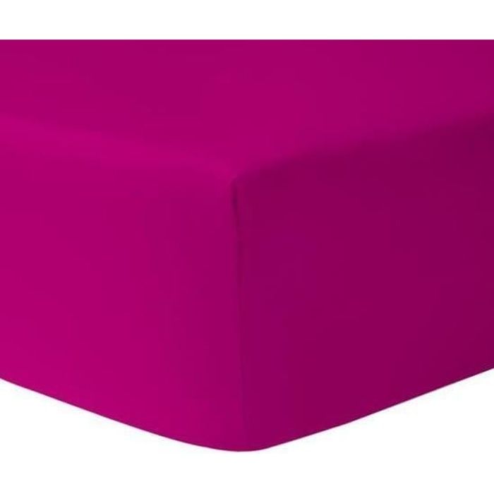 Drap housse - HOMEROKK - 90 x 200 cm - 100% coton - Grand bonnet 25 cm - Fushia Drap housse - HOMEROKK - 90 x 200 cm - 100% coton - Grand bonnet 25 cm - Fushia
