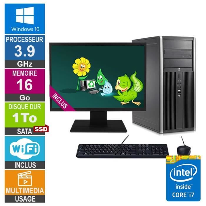 PC HP Elite 8300 CMT i7 3770 3.90GHz SSD Wifi W10 + Ecran