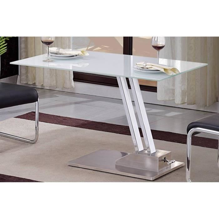 Table Basse Relevable Step En Verre Serigraphie Blanc Structure
