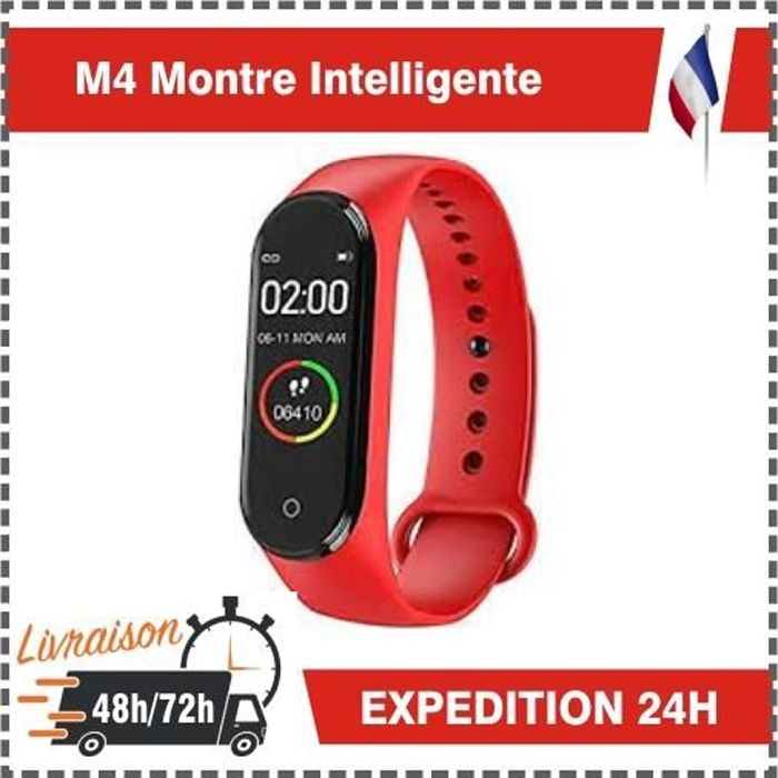 Montre intelligente - Reuge - M4 - Suivi fréquence cardiaque - Podomètre - Rouge