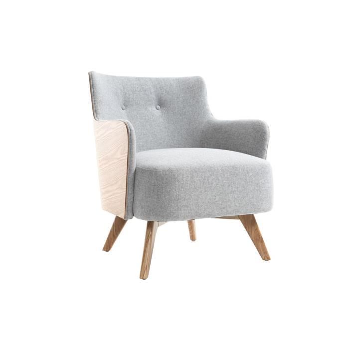 Miliboo Fauteuil Scandinave Gris Perle Pieds Bois Valmy