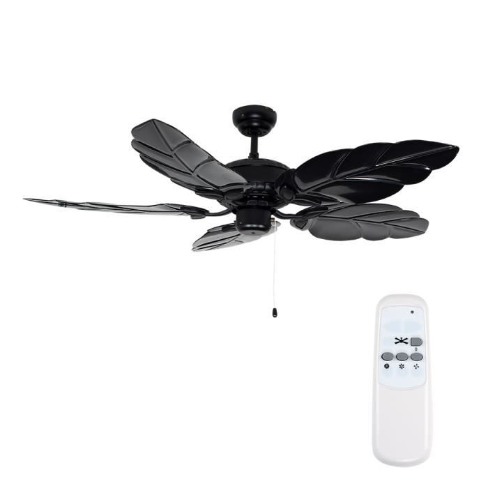 Ventilateur De Plafond De 132 Cm Sans Eclairage Fini Dans Noir Brillant Et 5 Pales Effet Feuillage Telecommande Achat Vente Ventilateur De Plafond Ventilateur De Plafond De 132 Cdiscount