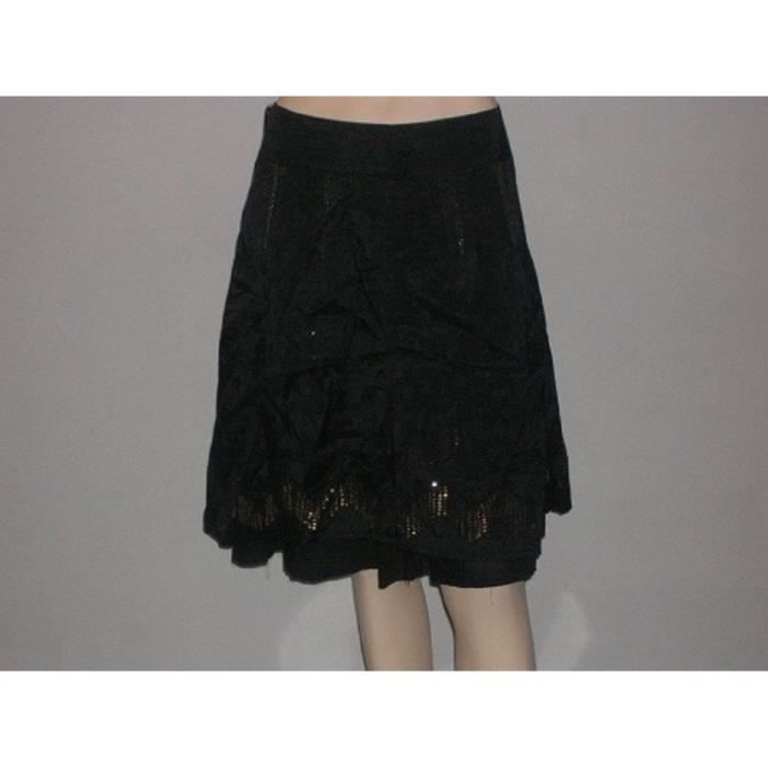 JUPE GENOUX MORGAN DE TOI NOIR TAILLE 38 PAILLETTES NEUF
