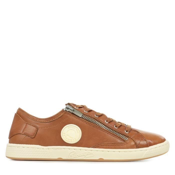 Baskets PATAUGAS Jester N F4I Femme Blanc Cuir Zip Camel