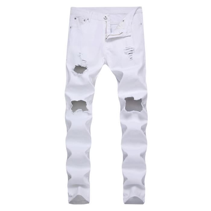Jean troué blanc online