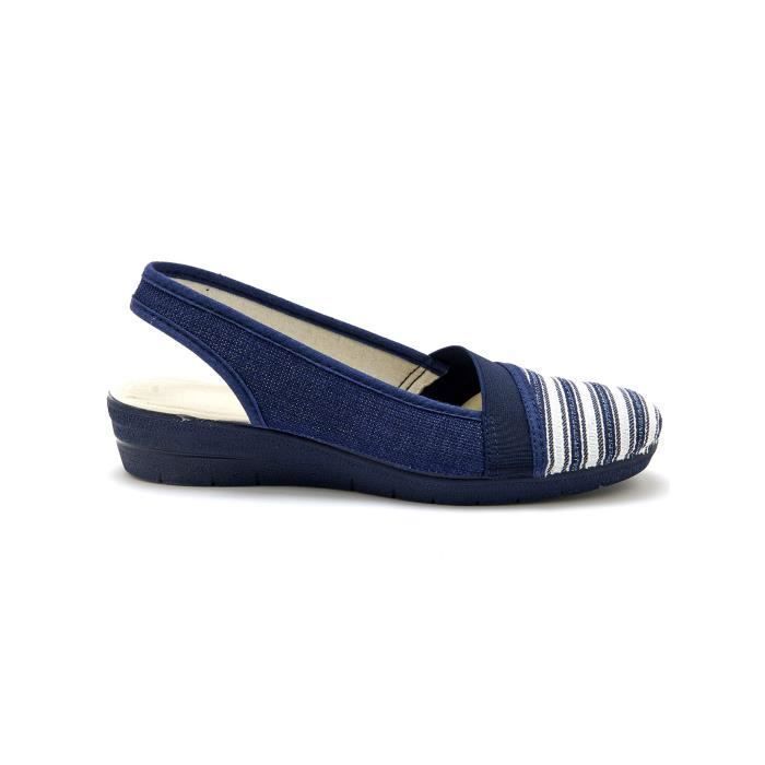 Sandales femme PEDICONFORT Confort pour pieds sensibles Bleu navy Talon compense 3 5cm Blue navy Cdiscount Chaussures