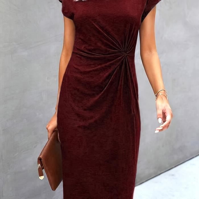 Robe coupe slim ?�l?�gante et chic - Rouge brique - Femme Rouge brique - Cdiscount Pr??t-?�-Porter