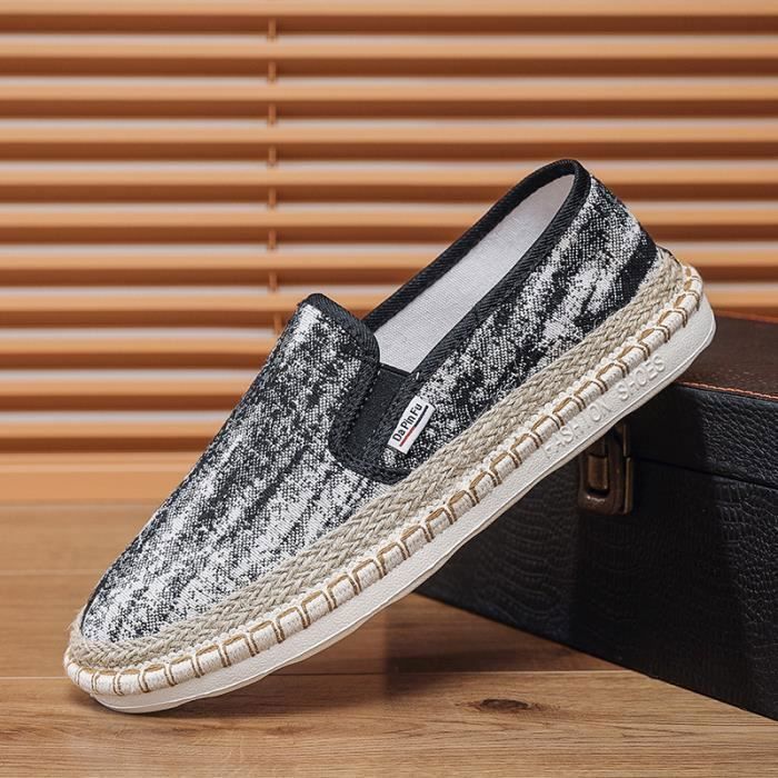 INSFITY Espadrille Homme en Toile Confortable Ete Respirante Fashion Casual A Enfiler - Noir