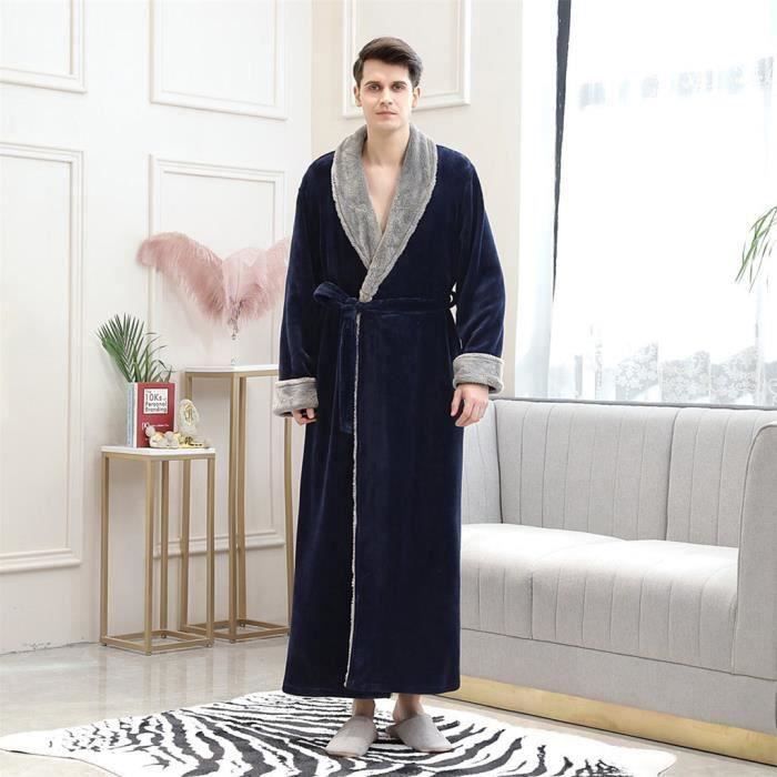 Funmoon pyjama homme Mens Splice Épaissir Corail Polaire Robe