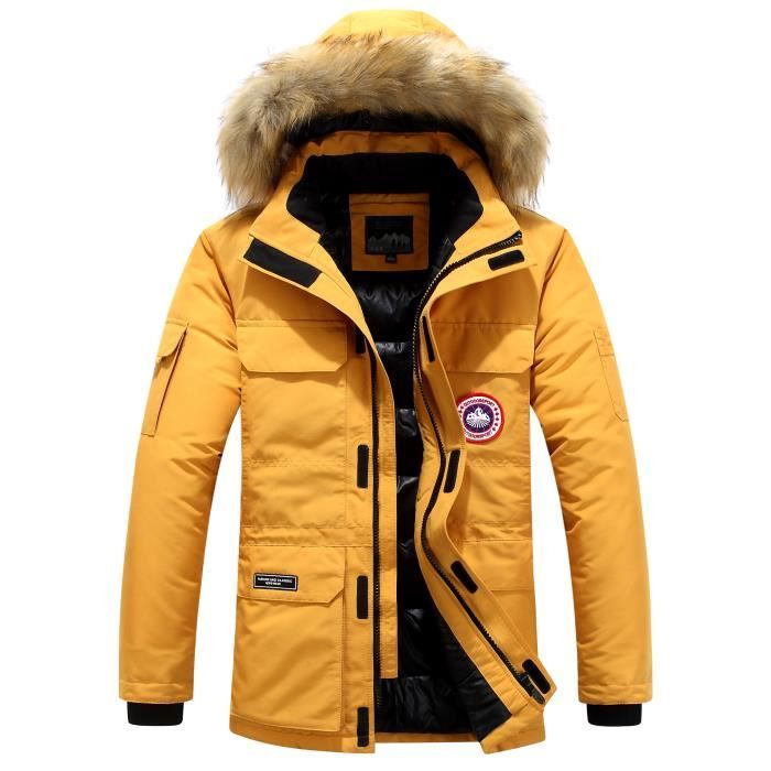 Manteau Hiver Homme Chaud Epais Veste a Capuche Manteau Blousons Jaune Jaune Cdiscount Pret a Porter